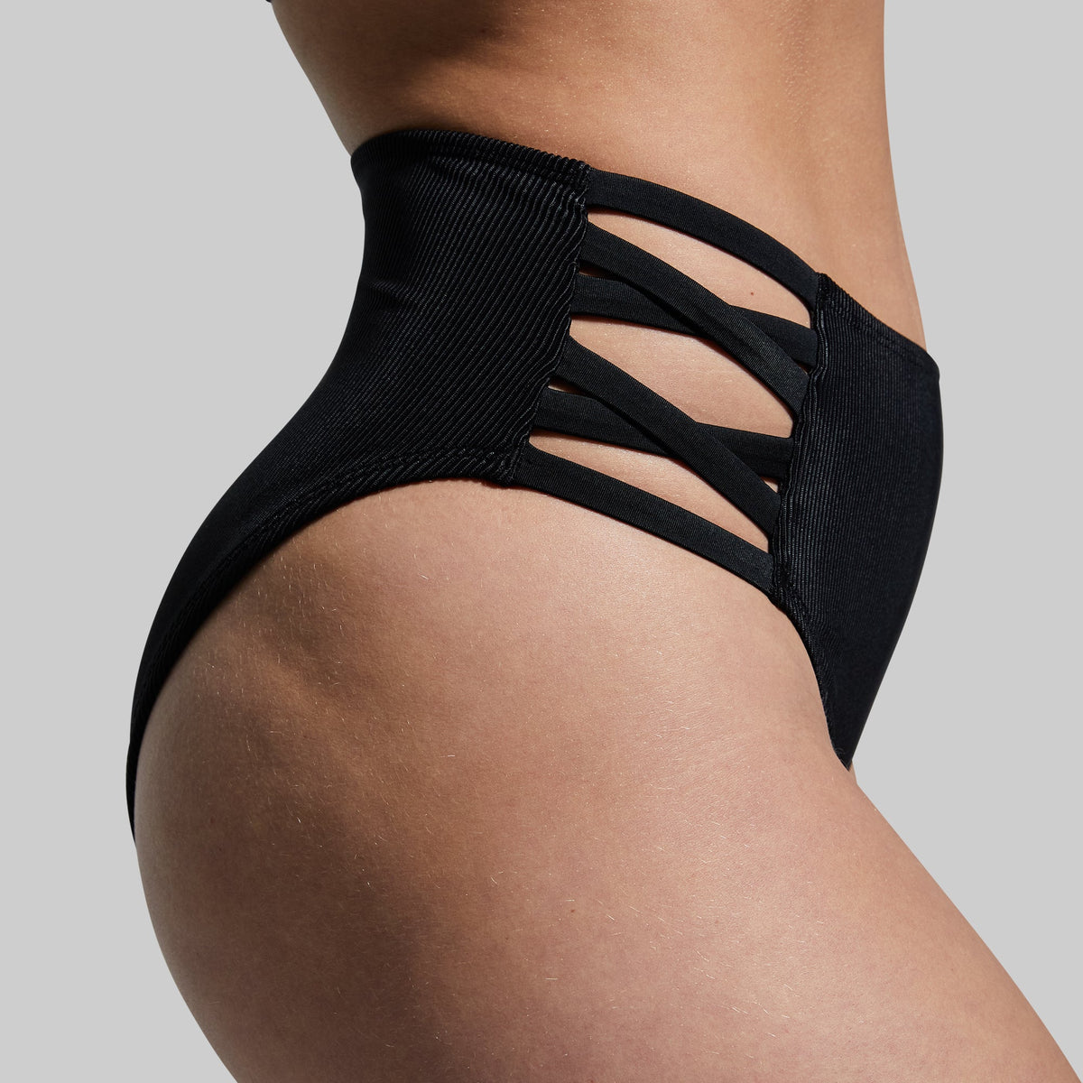 Sandbar Bikini Bottom (Black Ribbed)