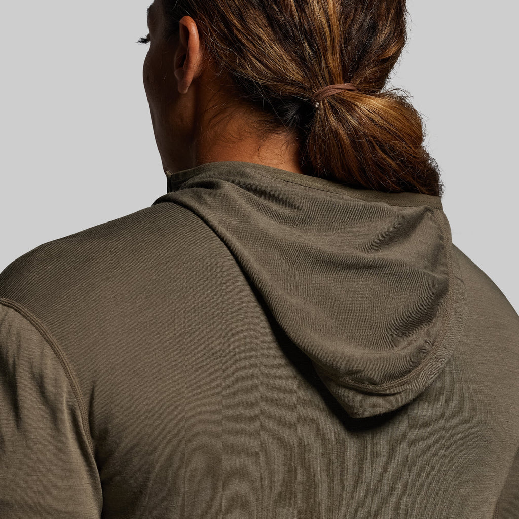 Women's Ridgeline Merino Half Zip Hoodie 165 (OD Green)