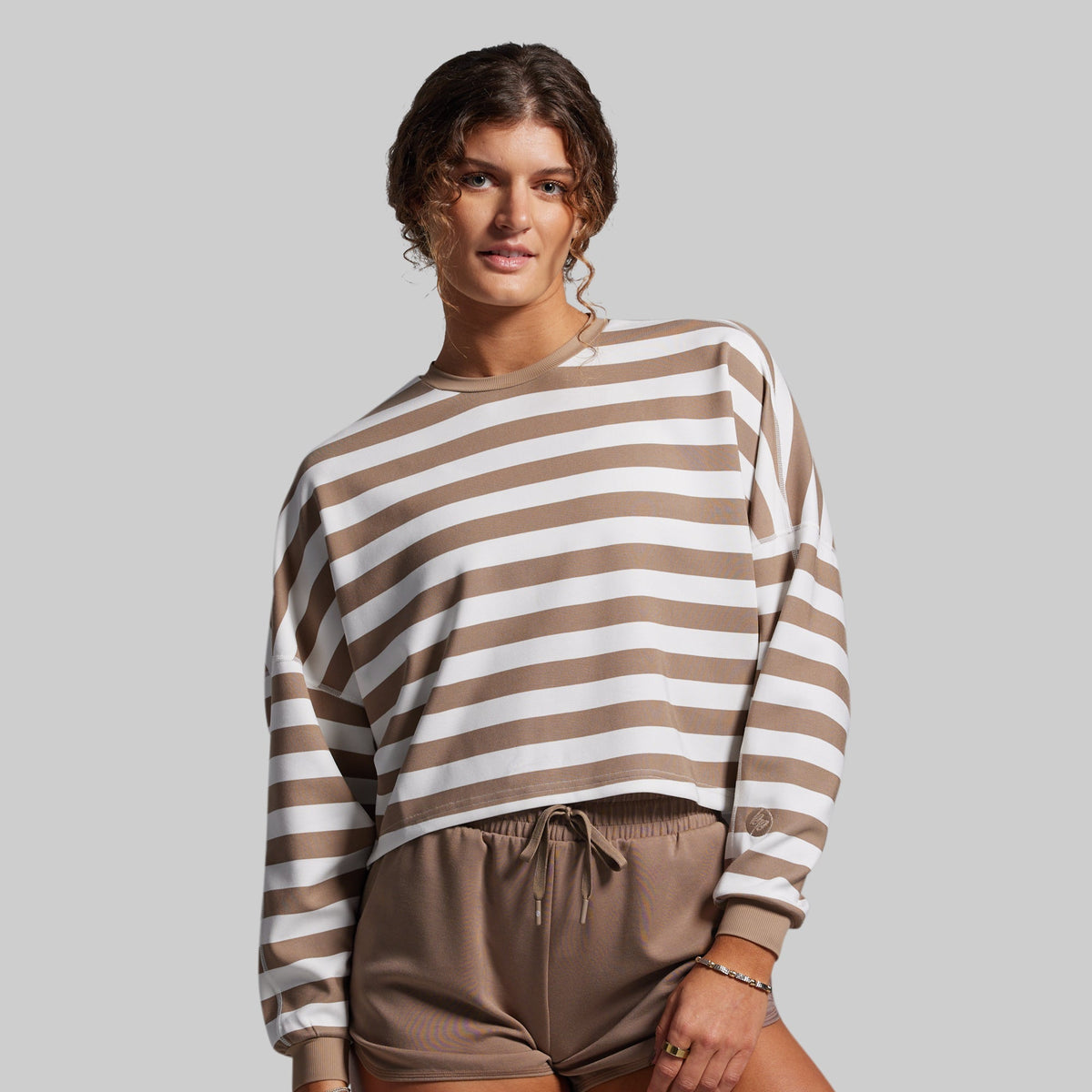 Lounge Lux Cropped Pullover (Java Stripe)