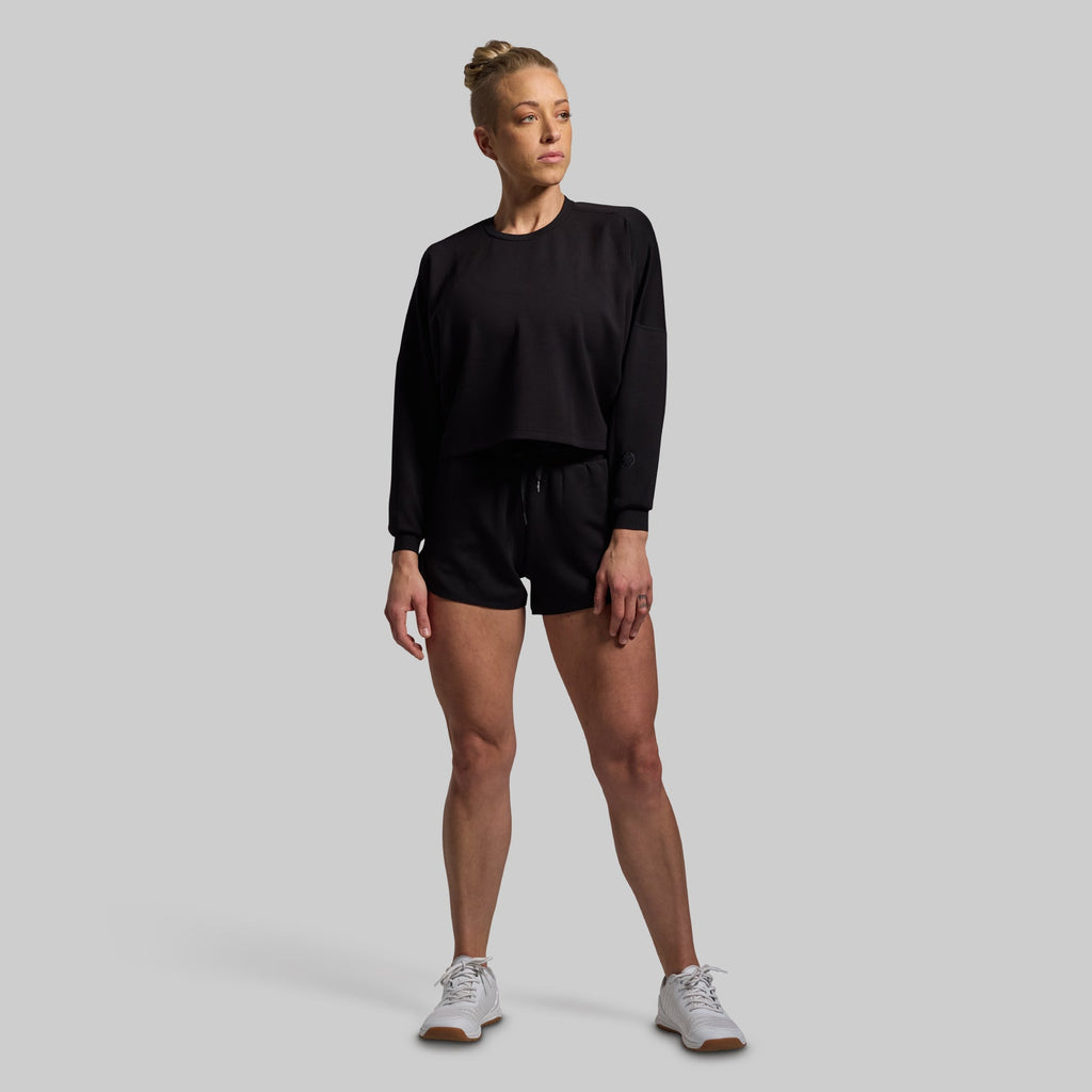 Lounge Lux Cropped Pullover (Black)