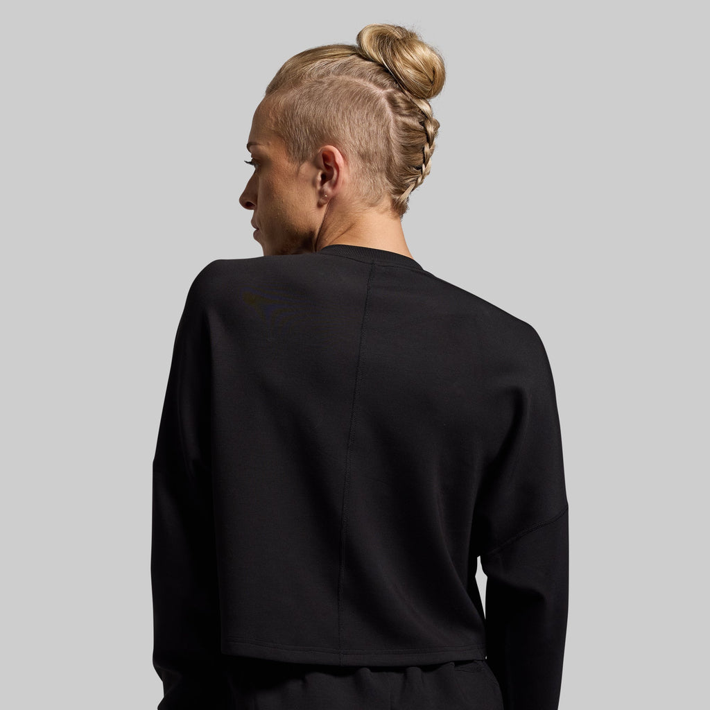 Lounge Lux Cropped Pullover (Black)