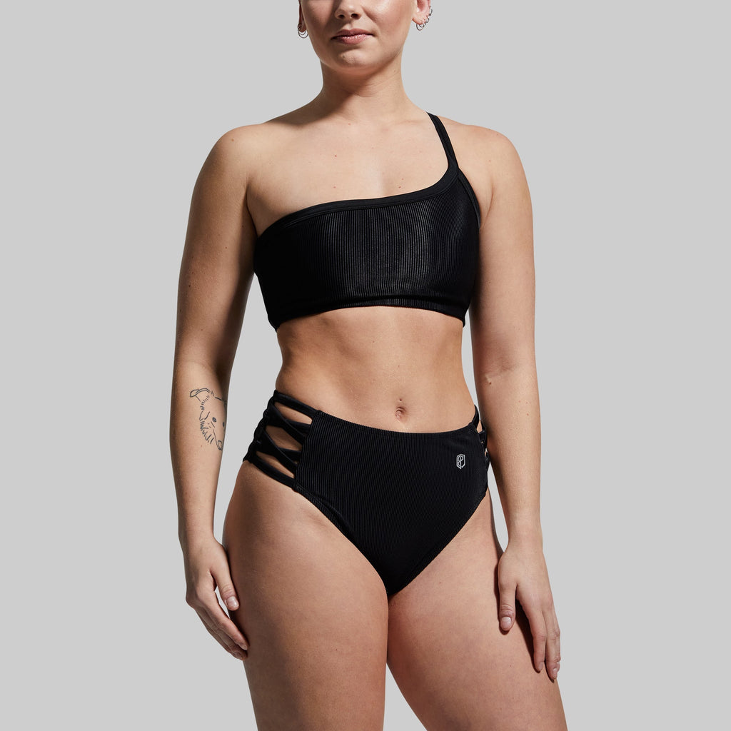 Sandbar Bikini Bottom (Black Ribbed)