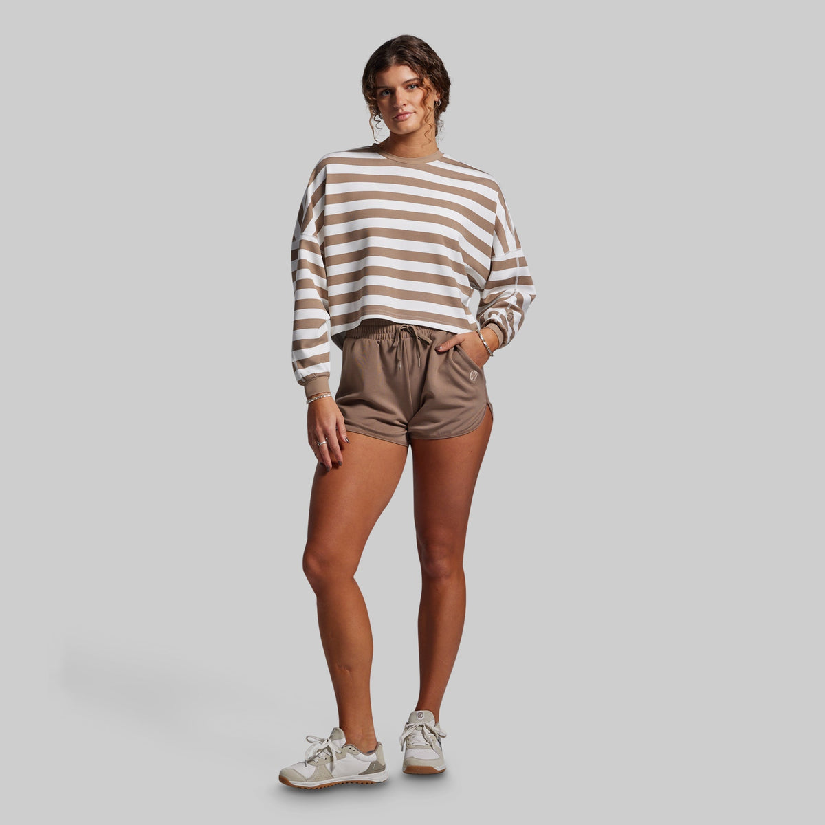 Lounge Lux Cropped Pullover (Java Stripe)