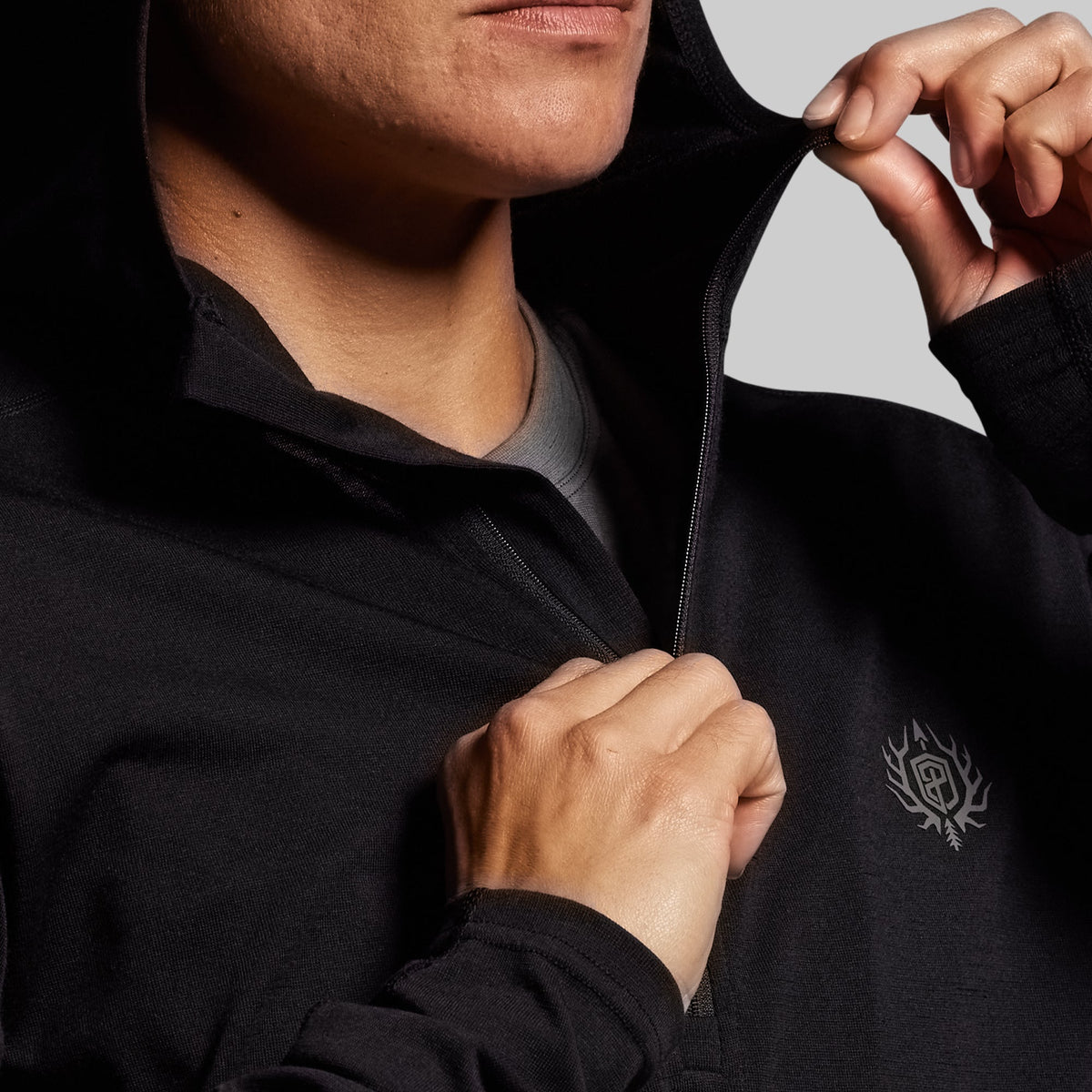 Women's Ridgeline Merino Half Zip Hoodie 165 (Black)