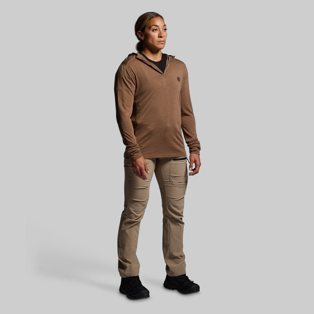 Women's Ridgeline Merino Half Zip Hoodie 165 (Coyote Brown)