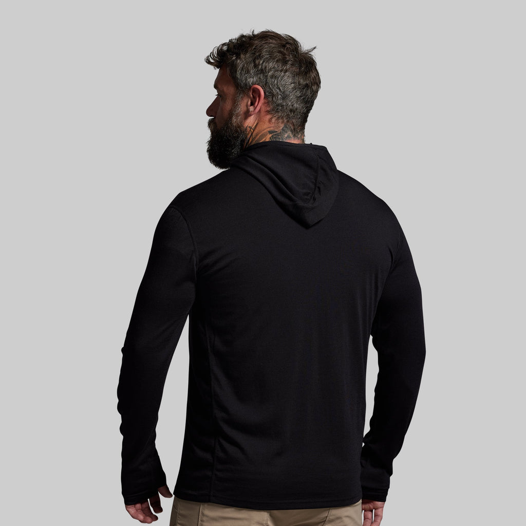Ridgeline Merino Half Zip Hoodie 165 (Black)