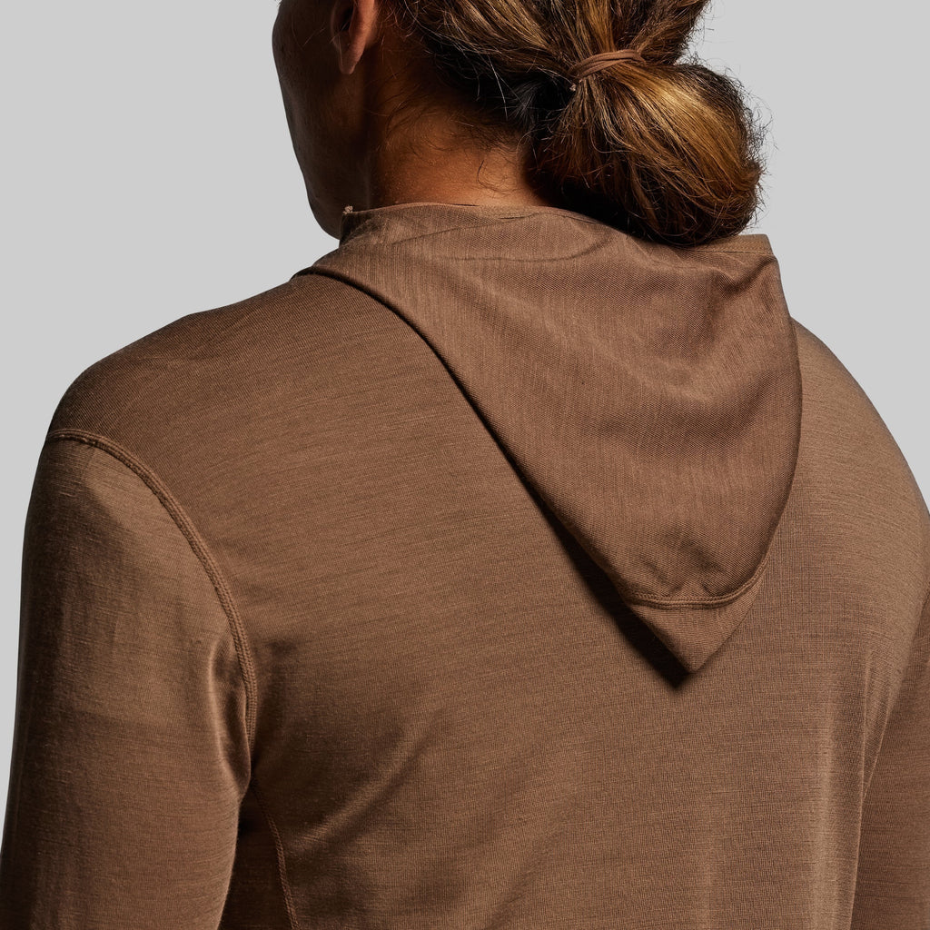 Women's Ridgeline Merino Half Zip Hoodie 165 (Coyote Brown)