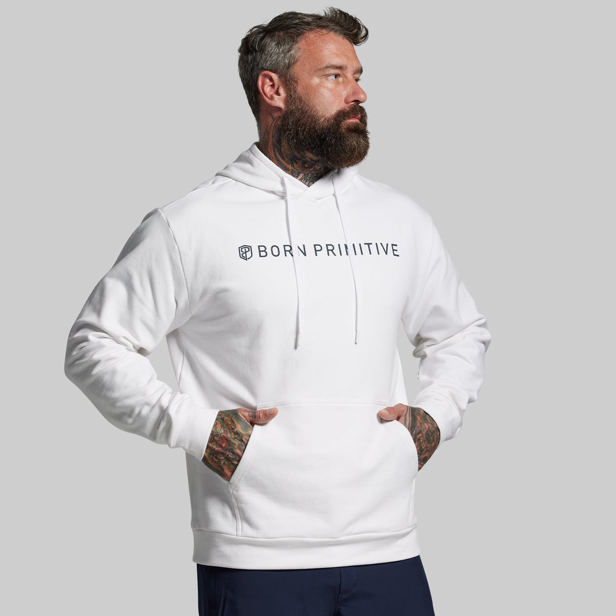 BP Classic Men's Unmatched Hoodie (White)
