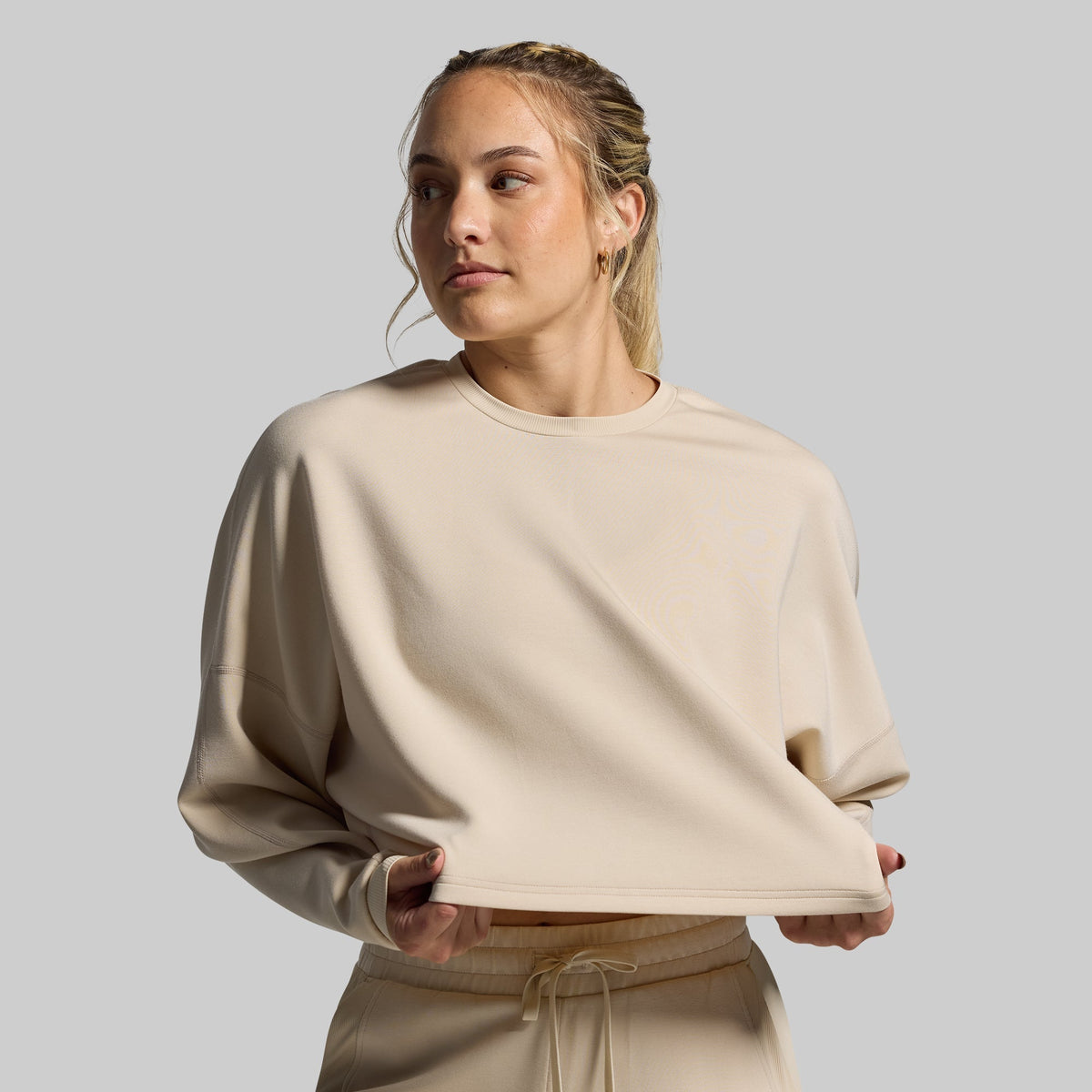Lounge Lux Cropped Pullover (Oatmeal)