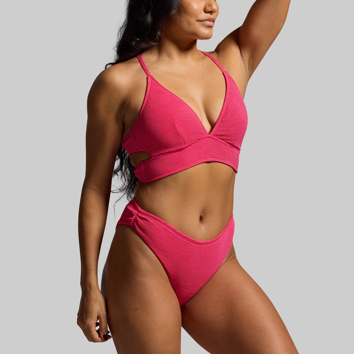 Solstice Crinkle Bikini Bottom (Raspberry Sorbet)